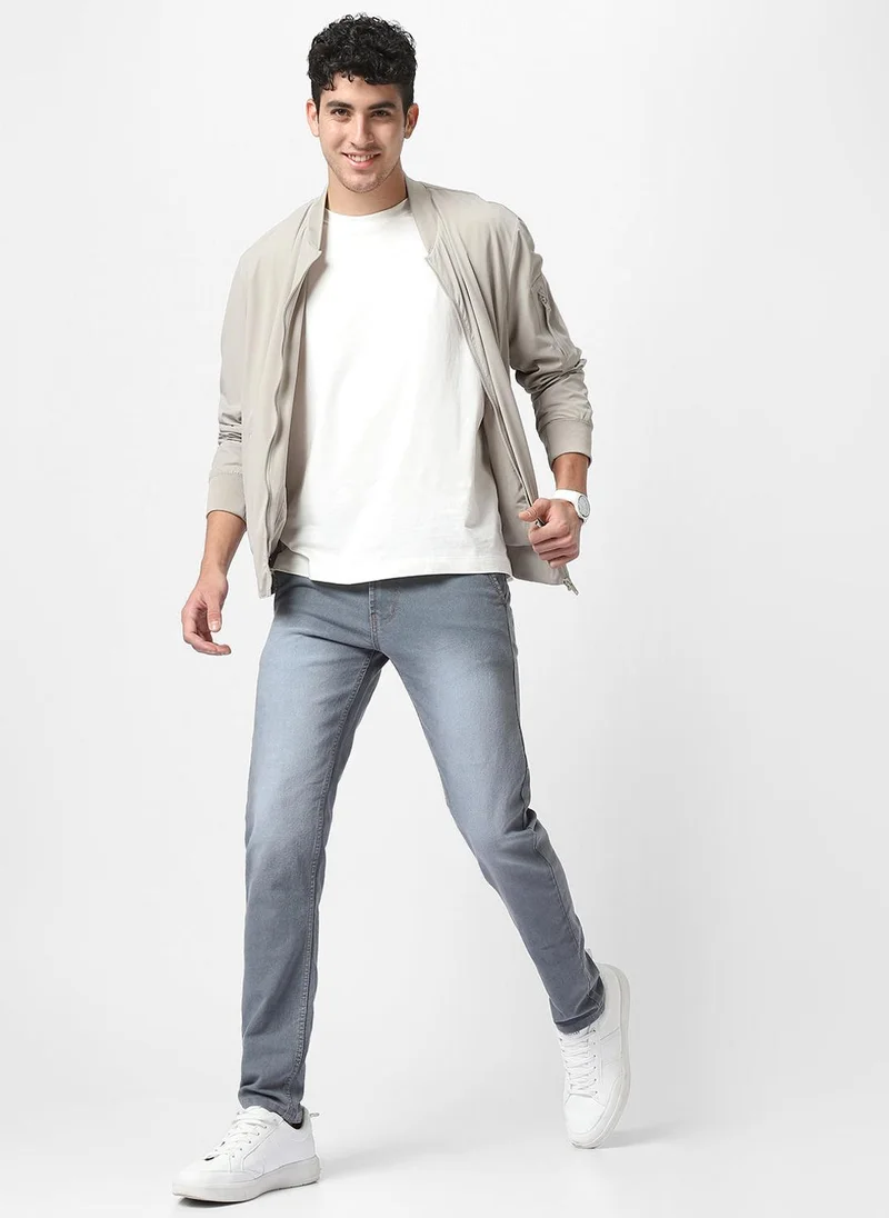 Urbano Fashion  Urbano Fashion Men's Grey Slim Fit Washed Jeans Stretchable for Men | Best Price UAE
